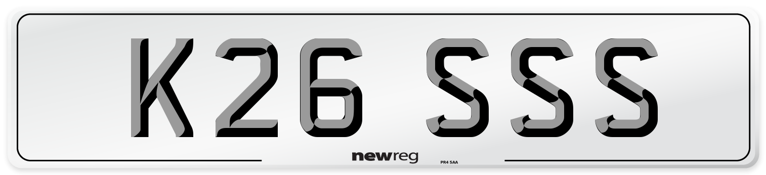 K26 SSS Number Plate from New Reg